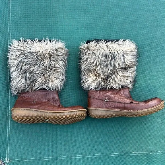Sorel Ahnah Fur Snow Boots Mid-Calf Size 9