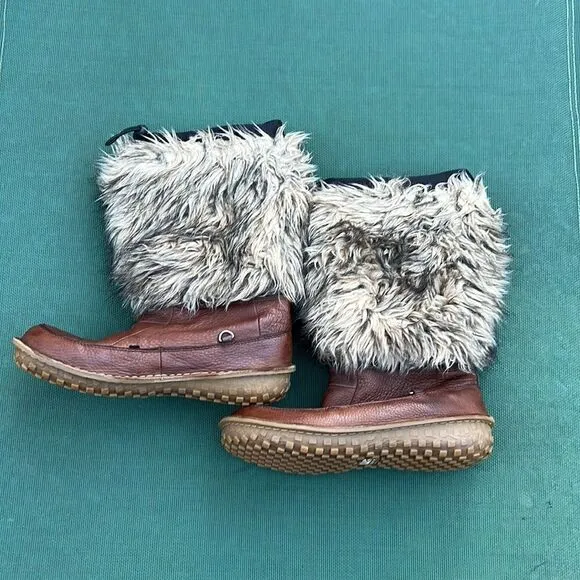 Sorel Ahnah Fur Snow Boots Mid-Calf Size 9