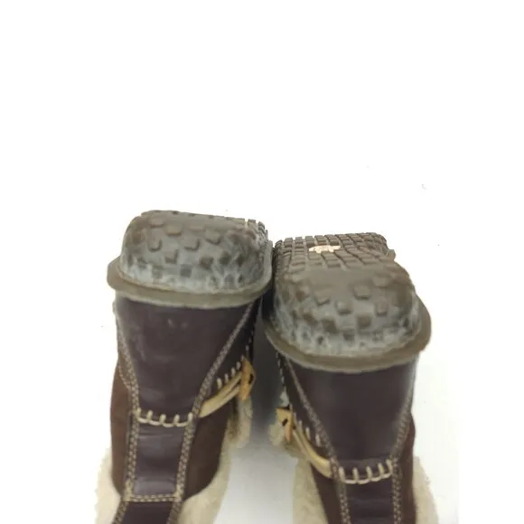 Sorel Anyu Boots Shearling Brown Winter Ankle Insulated Toggle Womens Sz 7 M