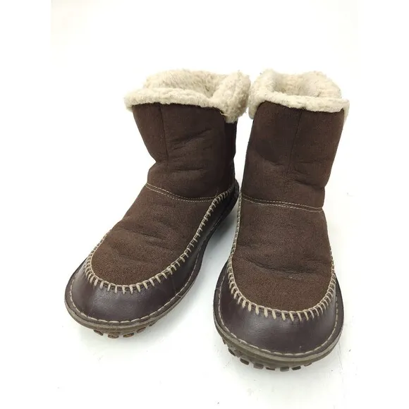 Sorel Anyu Boots Shearling Brown Winter Ankle Insulated Toggle Womens Sz 7 M