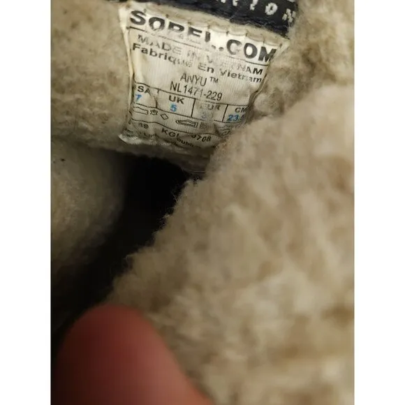 Sorel Anyu Boots Shearling Brown Winter Ankle Insulated Toggle Womens Sz 7 M