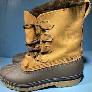 Sorel Badger Snow Duck Boots Mens Sz 12 Brown Leather /Rubber w/Liners Outdoors