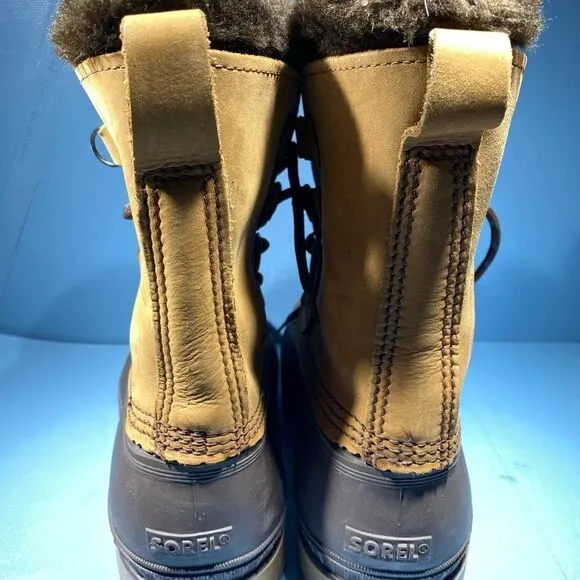Sorel Badger Snow Duck Boots Mens Sz 12 Brown Leather /Rubber w/Liners Outdoors