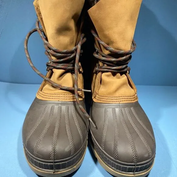 Sorel Badger Snow Duck Boots Mens Sz 12 Brown Leather /Rubber w/Liners Outdoors