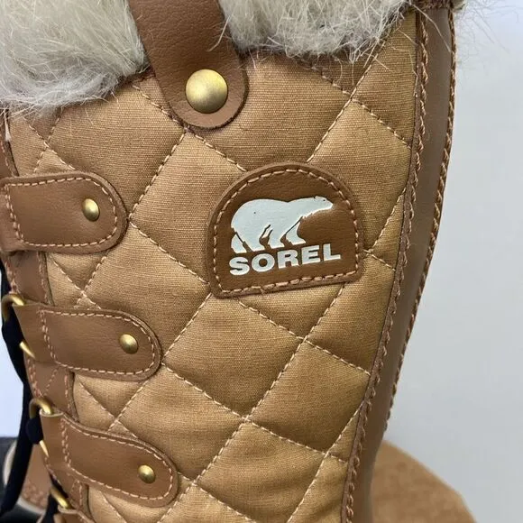 Sorel Boots Insulated Tan Shade Faux Fur Trim NWOB U.S. 6