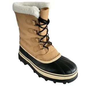 Sorel Boots Men 11M Tan Black Nubuck Caribou Waterproof Lace-up Sherpa Cuff 6lb