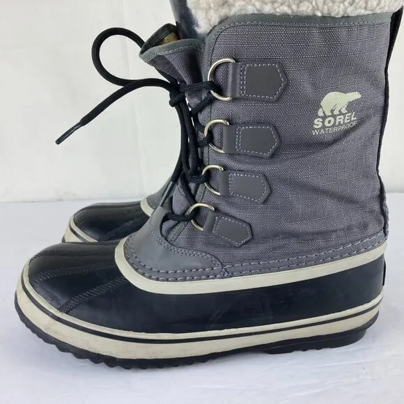 Sorel Caribou Womens Sz 8.5 Gray Winter Snow Boots Insulated Waterproof