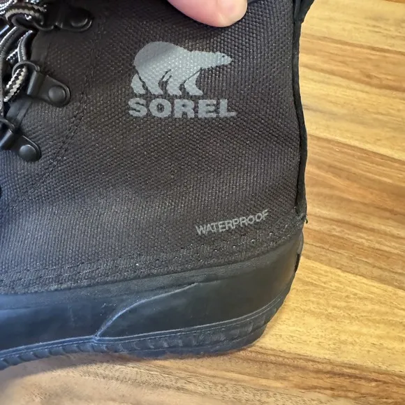 Sorel Cheyanne II Waterproof Duck Boots Natural Rubber Black Lace Up 9 Gorpcore