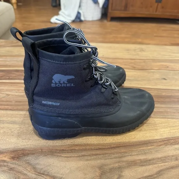 Sorel Cheyanne II Waterproof Duck Boots Natural Rubber Black Lace Up 9 Gorpcore