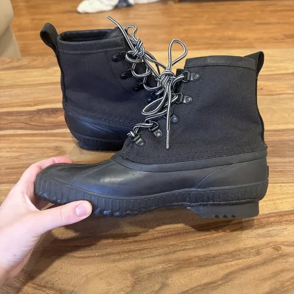 Sorel Cheyanne II Waterproof Duck Boots Natural Rubber Black Lace Up 9 Gorpcore