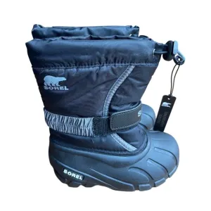 Sorel Childrens Flurry Insulated Winter Boots Size 10 Black Nylon Rubber