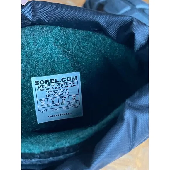 Sorel Childrens Flurry Insulated Winter Boots Size 10 Black Nylon Rubber