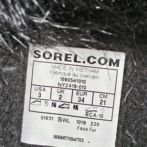 SOREL Children's Tofino ll Waterproof Winter Insulated Girls Black Boots Size 3