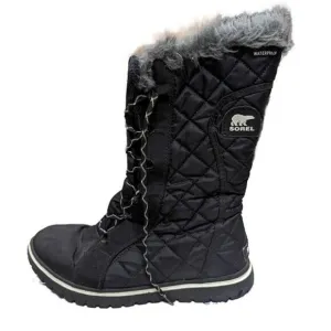 Sorel Cozy Cate Snow Boot‎ black Quilted Fur Trimmed Waterproof Lace Up- Size 8