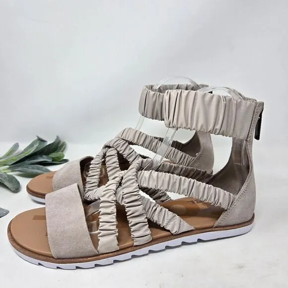 SOREL Ella II Ankle Strap Flat Sandals Taupe Size 8.5