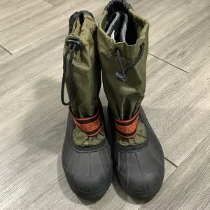 Sorel Ice Fox Insulated Olive Green &amp; Black Snow Boots size 6 youth 7 womans