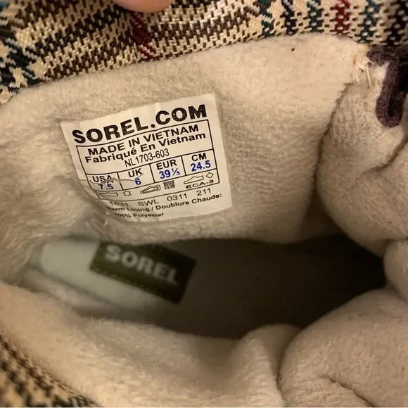 Sorel Insulated Duck Winter Boots Purple Suede &amp; Olive Green 1703-603 Size 7