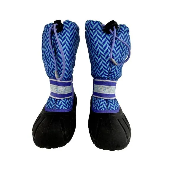 SOREL Insulated Snow Winter Boots Black Blue Boys Youth Size 13