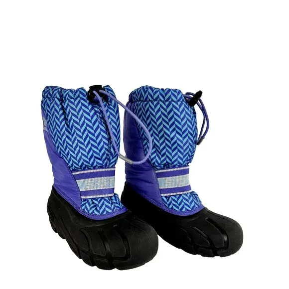 SOREL Insulated Snow Winter Boots Black Blue Boys Youth Size 13