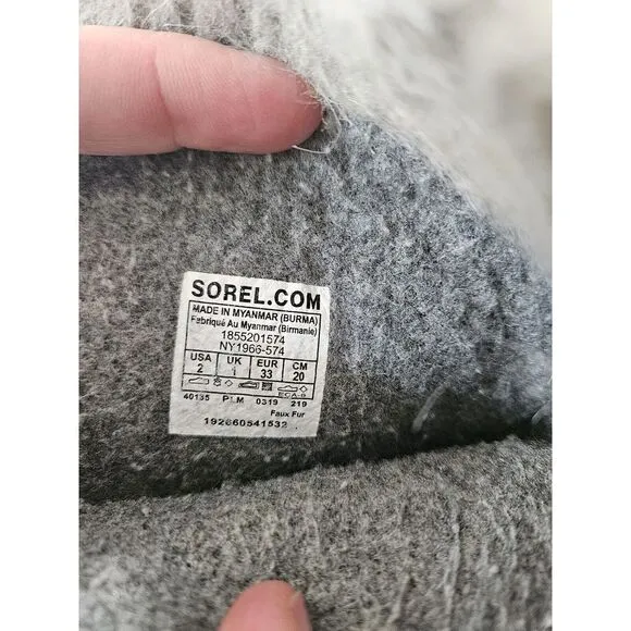 Sorel Joan Arctic Snow Boots Sz 2 Waterproof Suede‎ Quarry Purple Fur Trim