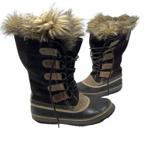 Sorel Joan of Arctic 1540-010 Lace Up Tall Winter Boots Brown Tan Women's Sz 9