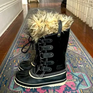 Sorel Joan of Arctic leather ffur trim insulated snow winter lace up boots sz 9
