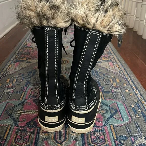 Sorel Joan of Arctic leather ffur trim insulated snow winter lace up boots sz 9