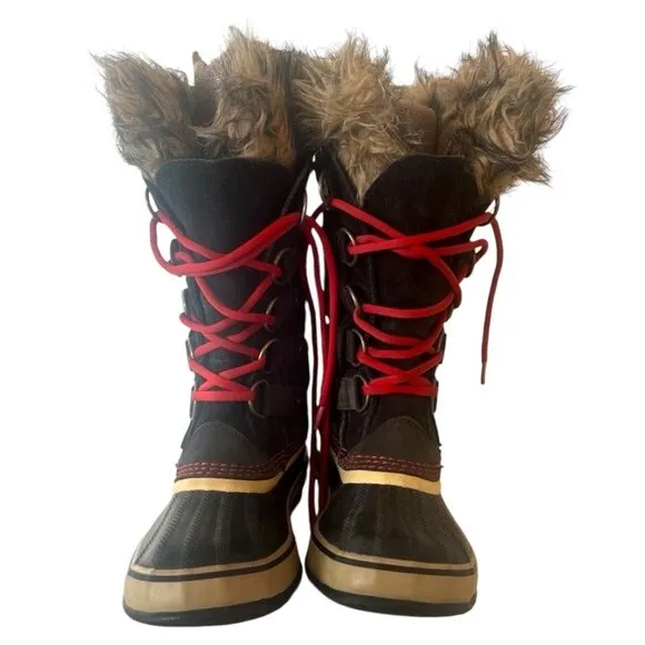 SOREL Joan of Arctic Snow Winter Boots 7 Waterproof Suede Faux Fur Cuff Tall