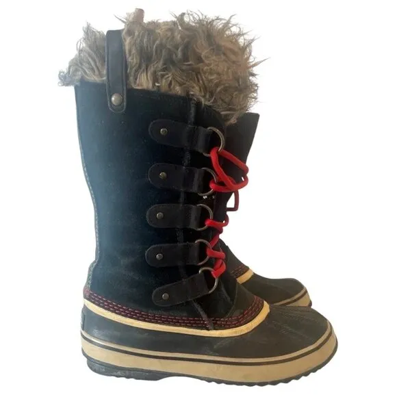 SOREL Joan of Arctic Snow Winter Boots 7 Waterproof Suede Faux Fur Cuff Tall