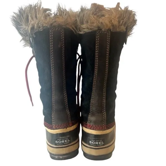 SOREL Joan of Arctic Snow Winter Boots 7 Waterproof Suede Faux Fur Cuff Tall