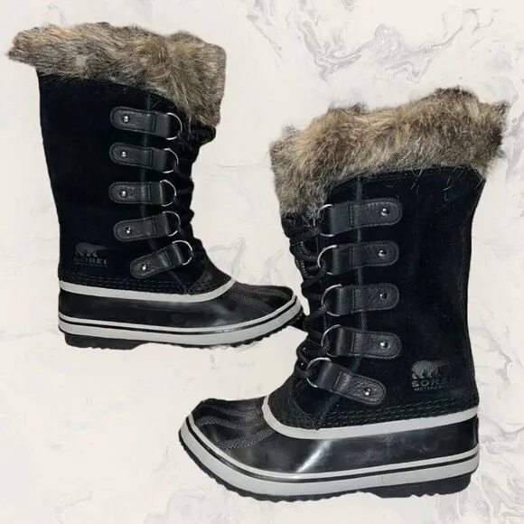 Sorel Joan of Arctic Womens Black Waterproof Insulated Snow Outdoor Boots Size 5