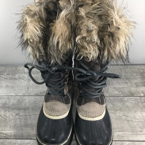 Sorel Joan of Arctic Women's Winter Waterproof Gray Leather Boots NL1540 Size 6