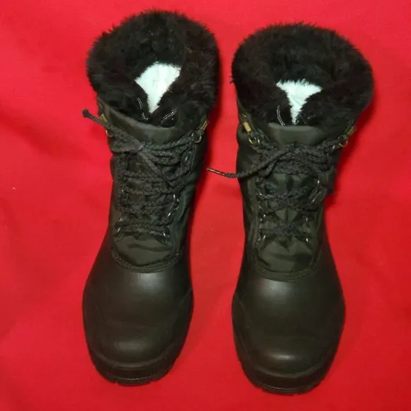 Sorel Kaufman Canada Black Leather Womens Insulated Snow Boots Size 8