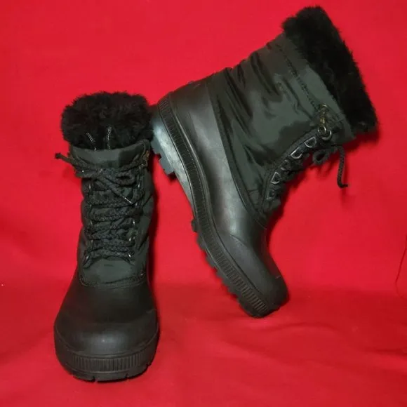 Sorel Kaufman Canada Black Leather Womens Insulated Snow Boots Size 8