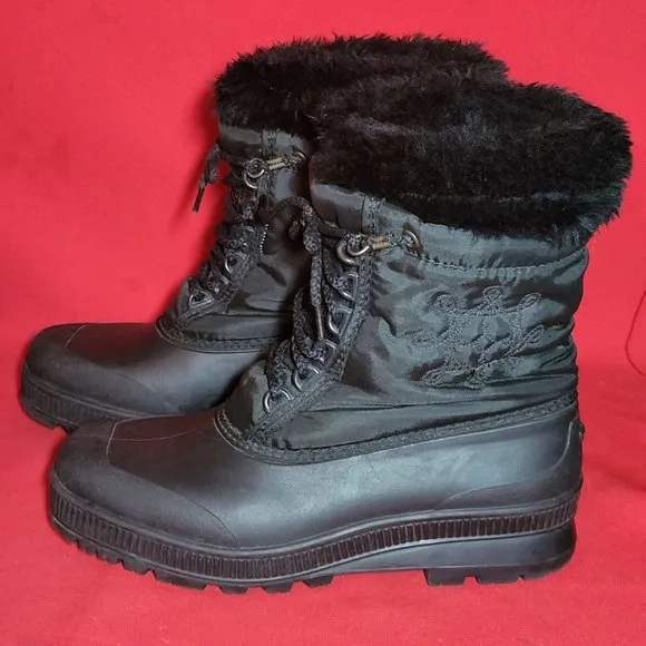 Sorel Kaufman Canada Black Leather Womens Insulated Snow Boots Size 8