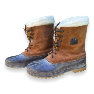 Sorel Kaufman Crusader Men's Size 12 Brown Suede Canada Winter Boots Made in USA