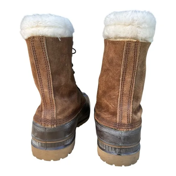 Sorel Kaufman Crusader Men's Size 12 Brown Suede Canada Winter Boots Made in USA