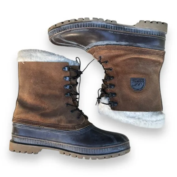 Sorel Kaufman Crusader Men's Size 12 Brown Suede Canada Winter Boots Made in USA