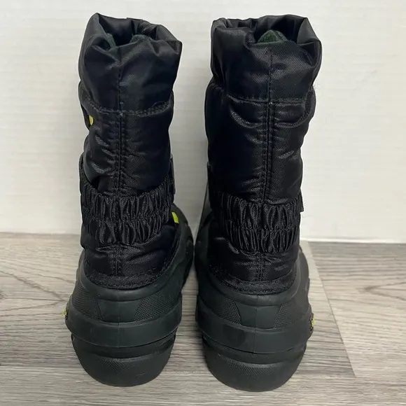 SOREL Kid’s Flurry Insulated Snow Boots Black Neon Yellow TODDLER SZ 6 NWT