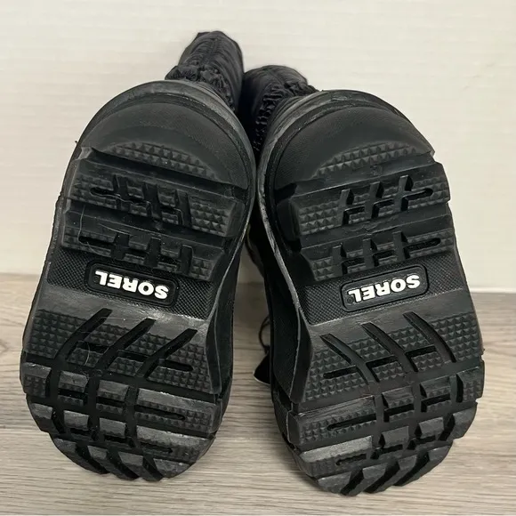 SOREL Kid’s Flurry Insulated Snow Boots Black Neon Yellow TODDLER SZ 6 NWT