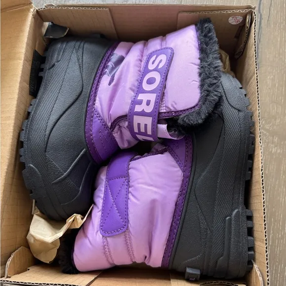 Sorel Kids' Snow Commander Purple and Black Winter Boots