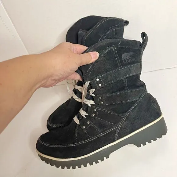 Sorel Meadow Lace Suede Leather Lined Snow Winter Short Boots