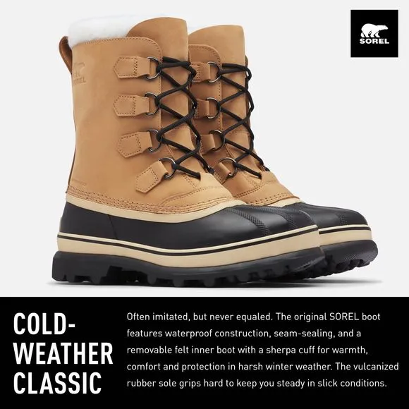 SOREL MEN'S CARIBOU WATERPROOF BOOT - BUFF - SIZE 11