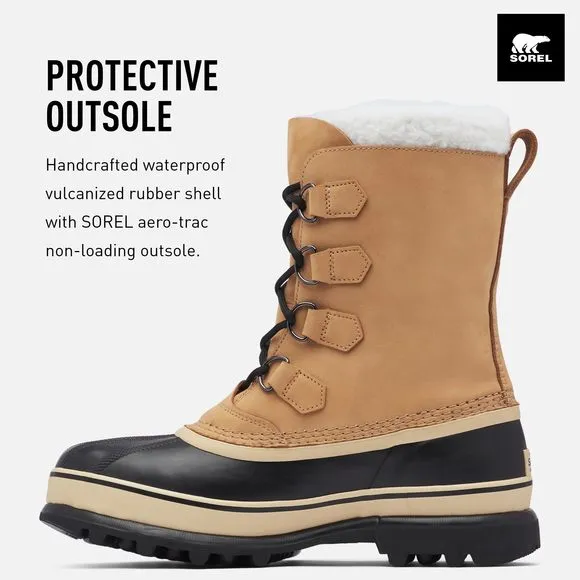 SOREL MEN'S CARIBOU WATERPROOF BOOT - BUFF - SIZE 11
