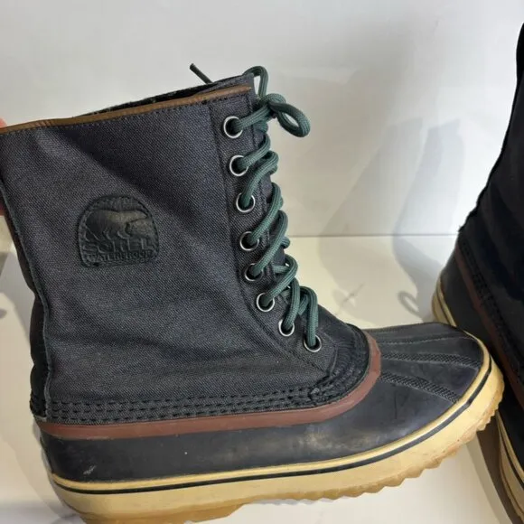 Sorel Mens Premium Rubber Water Proof Snow Boots Black Size 10