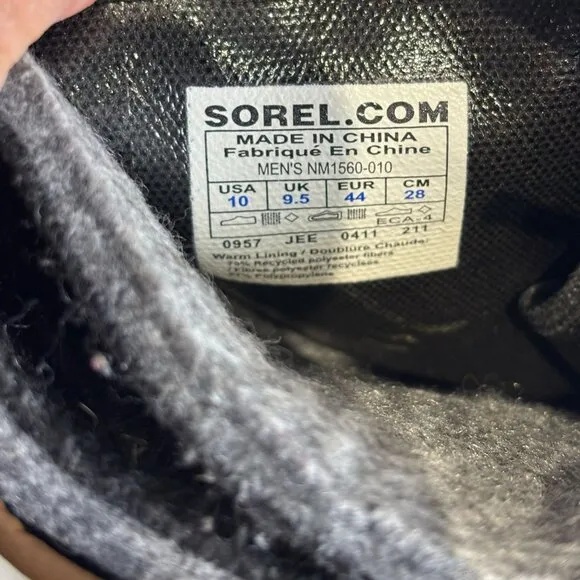 Sorel Mens Premium Rubber Water Proof Snow Boots Black Size 10