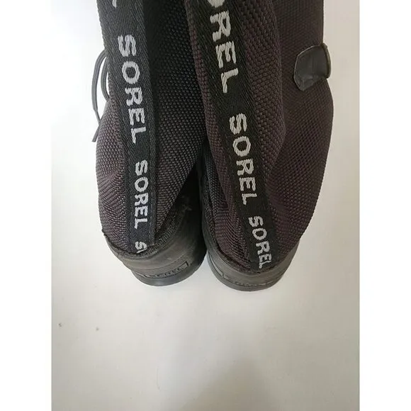 Sorel Mens Snow Boots Winter Booties Mid Calf Black Round Toe Lace Slip On Sz 9