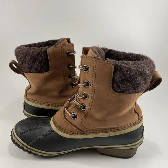 Sorel Slimpack II Mid Boots Womens 7.5 Tan Waterproof Insulated Duck Booties