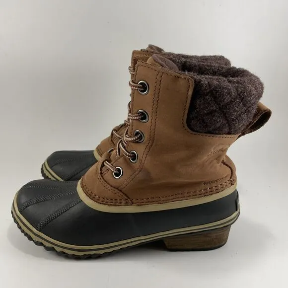 Sorel Slimpack II Mid Boots Womens 7.5 Tan Waterproof Insulated Duck Booties