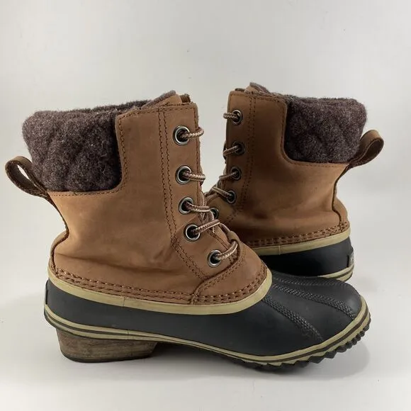 Sorel Slimpack II Mid Boots Womens 7.5 Tan Waterproof Insulated Duck Booties